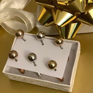 NEW Trio of Earrings 3 pairs studs New in Box, 3 colors